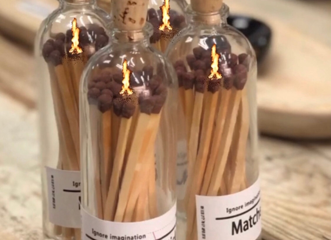 Matches in a glass botlle