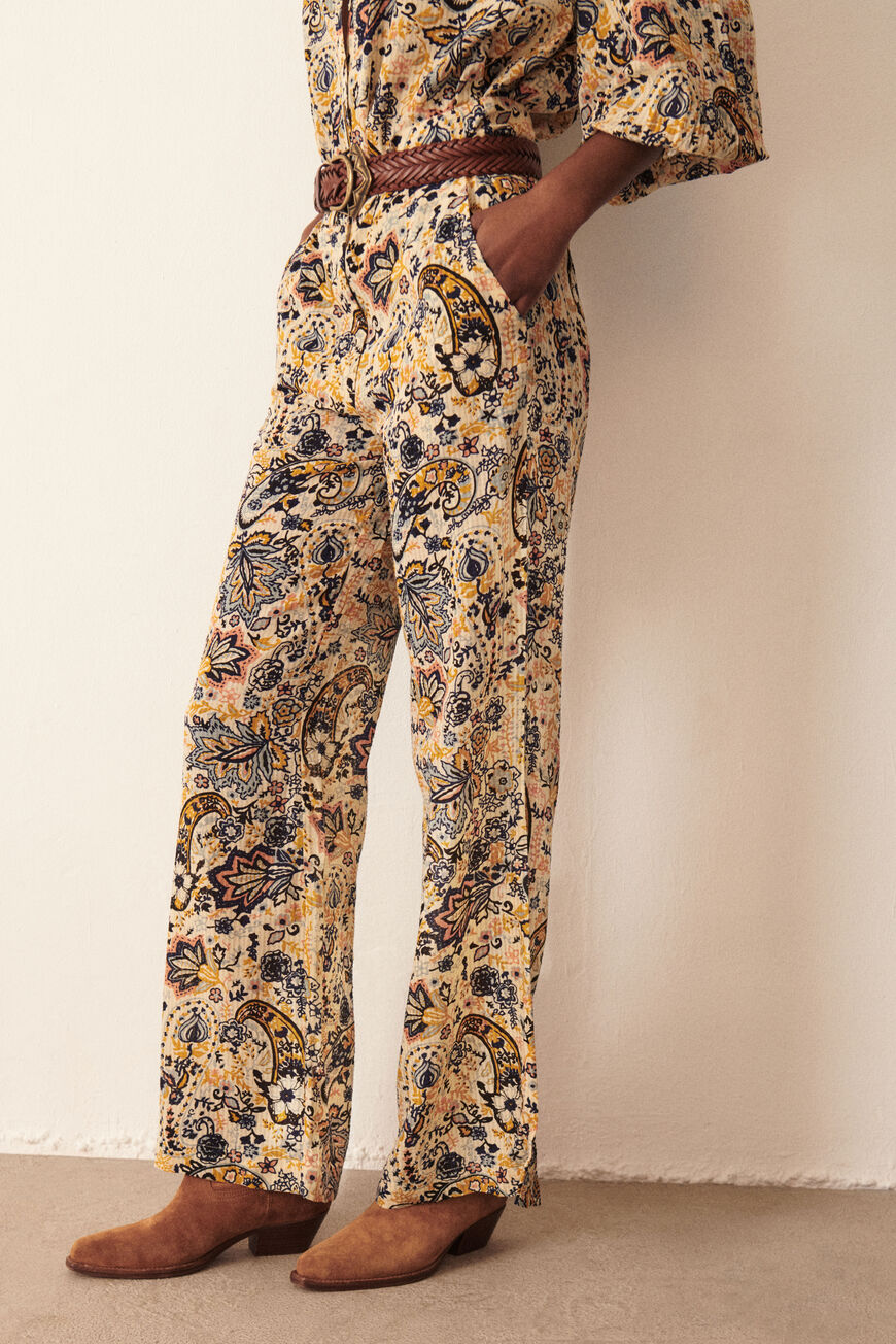 Byron printed flared trousers blue&yellow