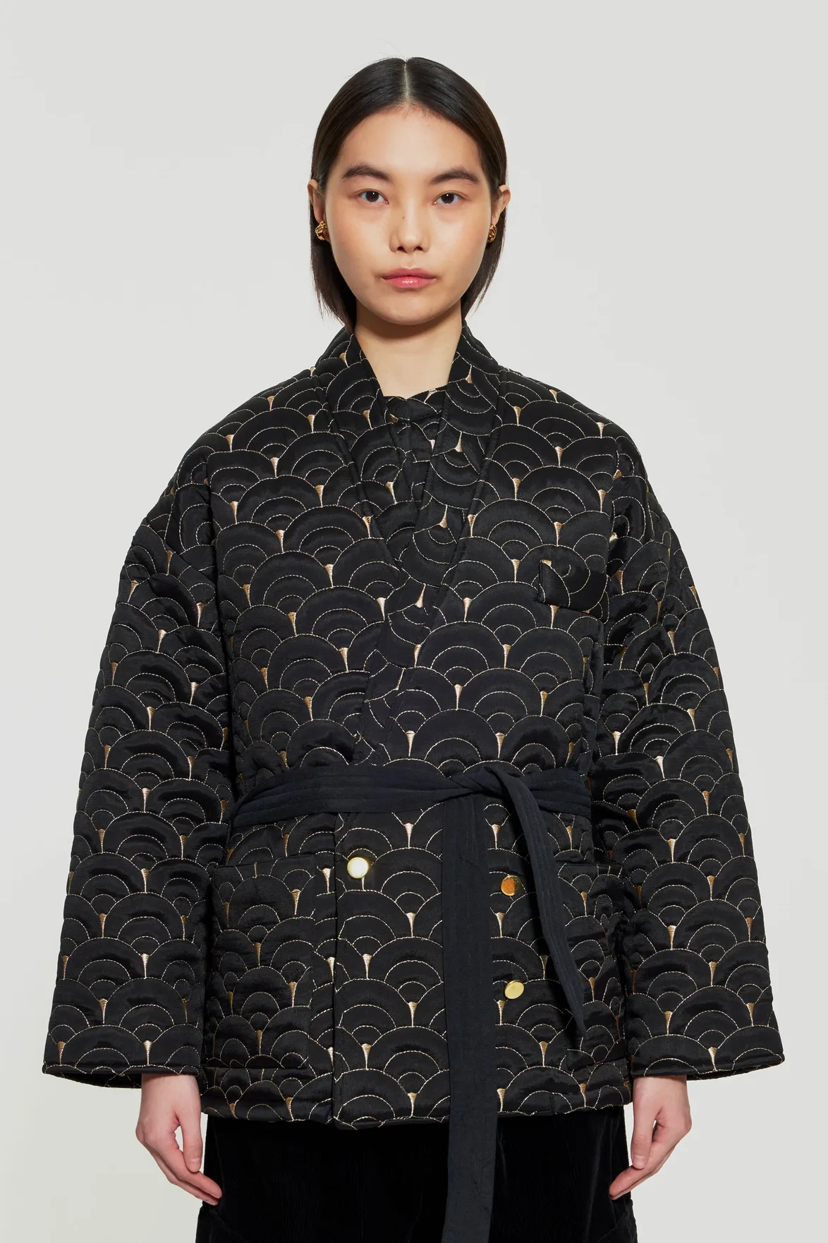 Quilted kimono coat deals